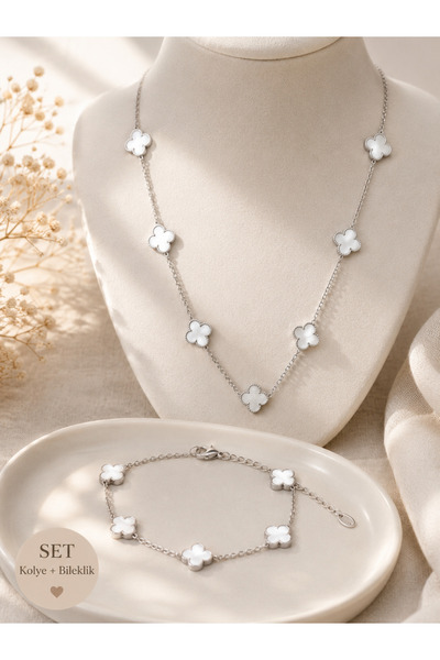 B&T Bujiteri Women's Jewelry Set Necklace Bracelet White