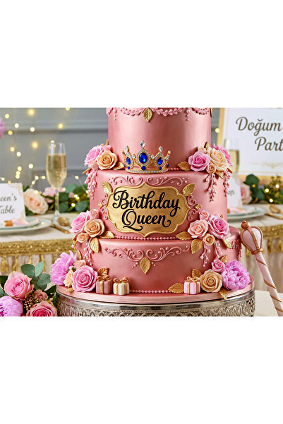STENCİLTASARIM Cakes Stencil SST485 Birtday Qeen Pasta,kurabiye, Kek Süsleme ...