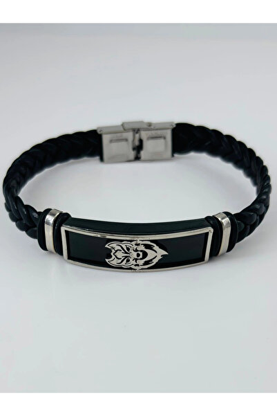 Inure Jewelry Black Leather / Steel Men's Leather Bracelet 20 cm - Ebl0104