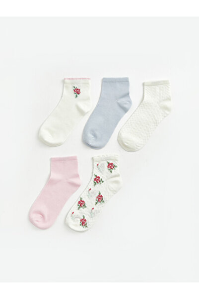 LC Waikiki Rmz Gi̇yi̇m Farkiyla Floral Women's Booties Socks 5-Pack