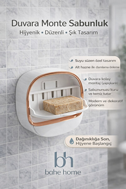 bahe home Adhesive Wall Mounted Soap Holder Anti-Drip Bathroom Kitchen Soap O...