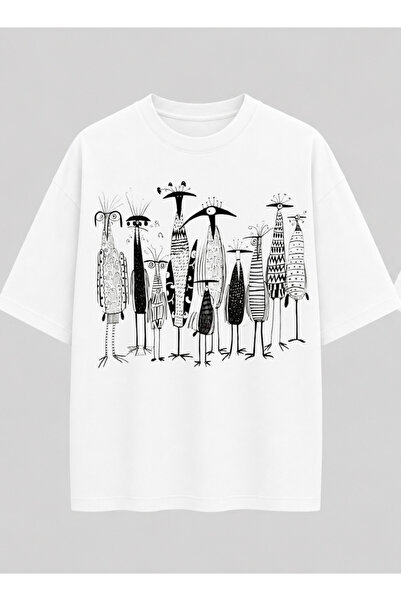 OPPPSSS Surreal Portrait Relaxed Fit White Unisex T-Shirt |   Modern Artistic...