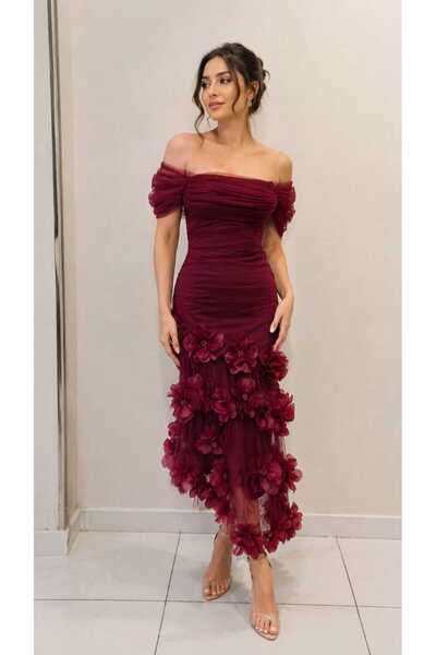 qmhafrst Elegant Rose Evening Dress