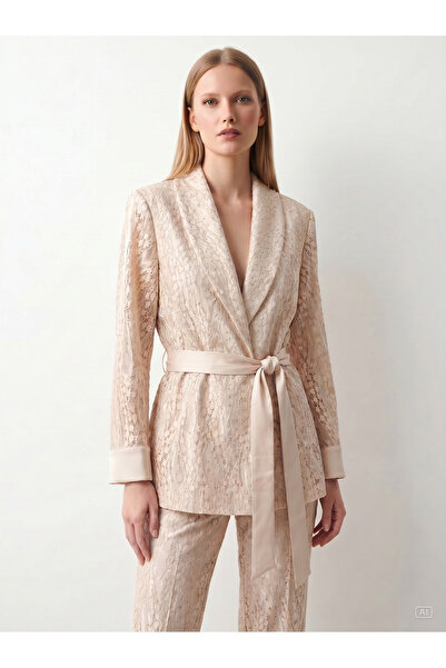Premium dantel blazer takım