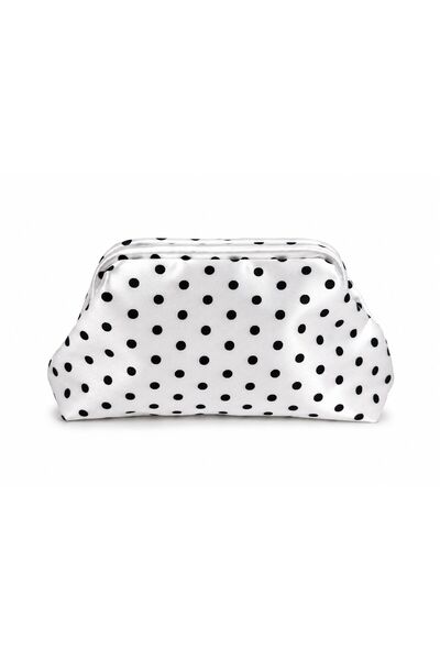 VenusMarkt Kadın Saten Puantiyeli Clutch Çanta