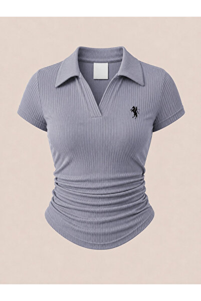 Gofeel Soft Polo Yaka Fitilli Likralı Bluz