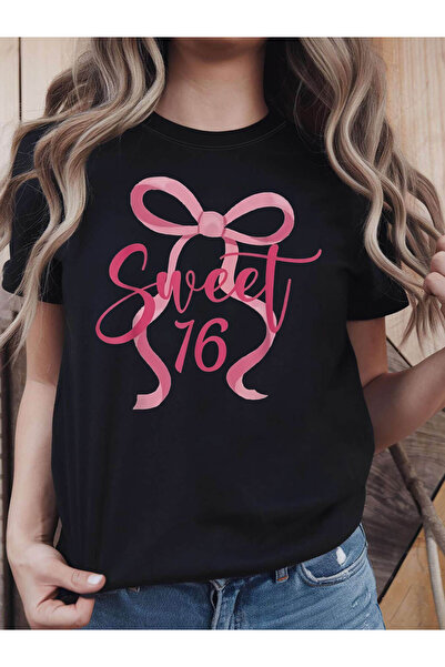 212Wear 16 تي شيرت نسائي بطبعة فيونكة |   تي شيرت بأكمام قصيرة بتصميم رومانسي...