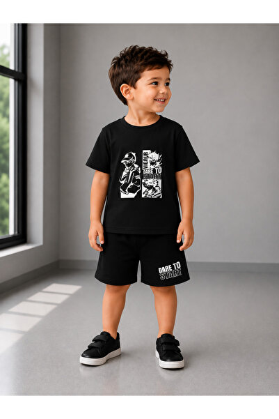 Eşofmancım Boy's Summer Sweat-Proof Combed Cotton Suit with Shorts