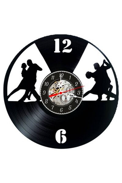 OEM Ceas de perete decorativ din disc de vinil, model Dansatori de Tango Arge...