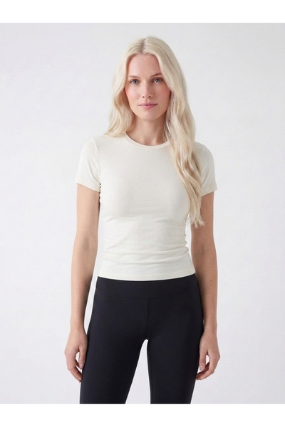 NOUX Pamuk Viskon Basic Esnek Bisiklet Yaka Body