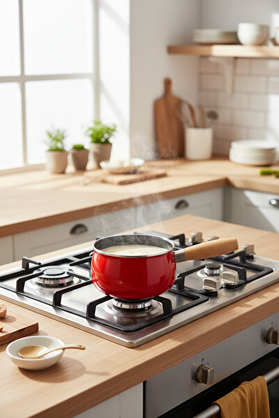 Bambum Lumino - Wooden Handle Sauce/Milk Bowl Red 14 cm