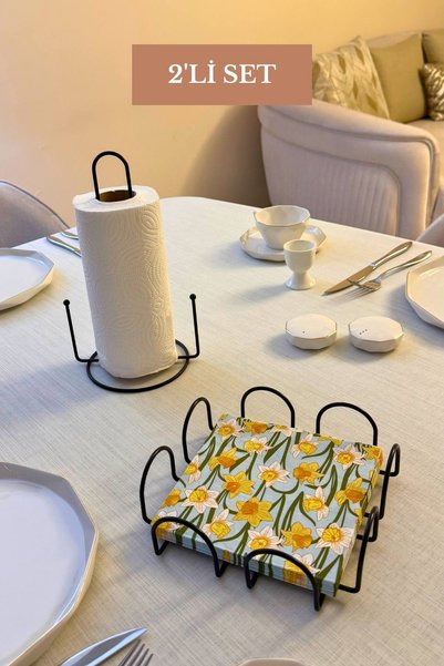 Edora Home Set od 2 crna četvrtasta držača za salvete, vertikalni držač za pa...