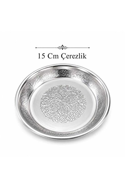 Gül Mutfak 15 cm - Patterned Chrome Steel Appetizer and Snack Plate