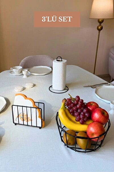 Edora Home Set of 3 Black Cage Napkin Holder Upright Paper Towel Holder Oval ...