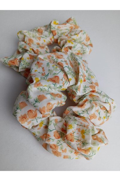 JUST WOMAN Women's Floral Pattern Scrunchie 2-Pack Hair Clip