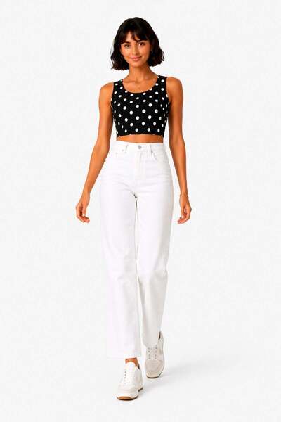 penyebizden Polka Dot Strap Crop-Black