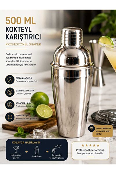 COLD BREW TREND by uğur cadırcı Stainless Steel Cocktail Shaker 500 ml – Prof...