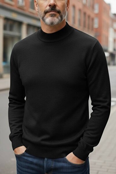 GİYU SHOP Men's Non-Pilling Half-Throat Knitwear Sweater Half Fisherman Knitw...
