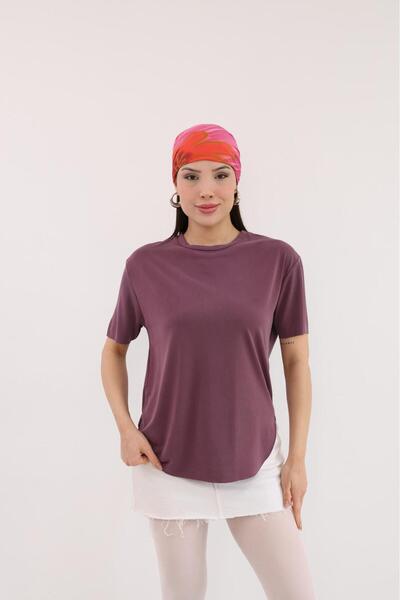 Mersella Livesta Women's Oversize Basic Crew Neck T-Shirt 50% Cotton 50% Poly...