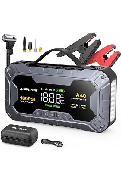 Apex Demaror auto 8000A 160PSI cu compresor de aer, Power Bank pentru pornire...