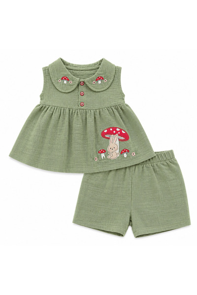 babymilk Embroidered Cotton Girls' Muslin Set