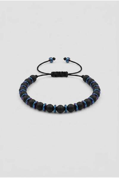 Efor Stone Inlaid Adjustable Linking Blue-Black Bracelet 106
