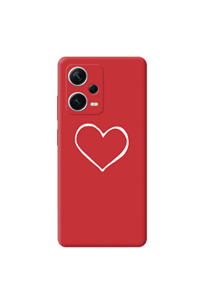 Other Xiaomi Poco X5 White heart Red Colored Silicone TPU Θήκη
