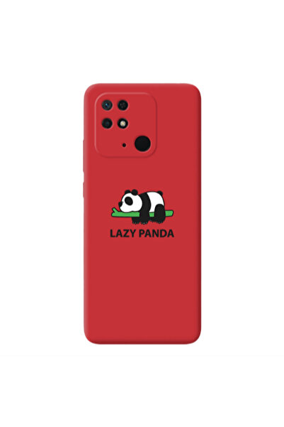 Other Xiaomi Redmi 10C Lazy panda Red Colored Silicone TPU Θήκη