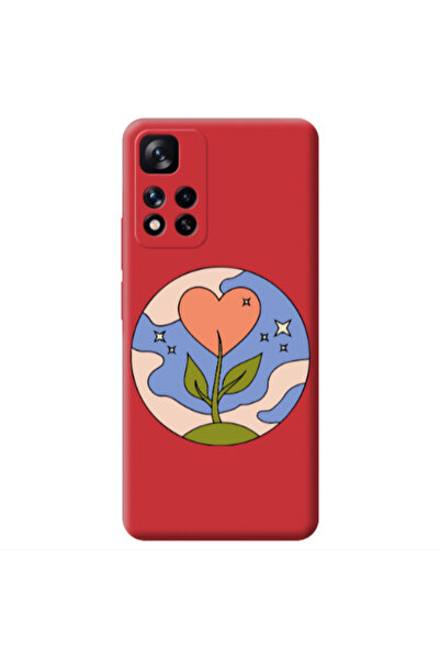 Other Xiaomi Redmi Note 11 Pro 5G Hearted Flower Red Colored Silicone TPU Θήκη
