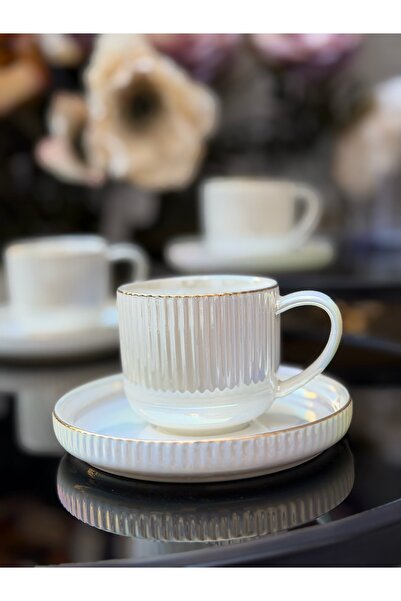 Ulus Home 6-Person Porcelain Acar Pearl Dream Coffee Cup Set