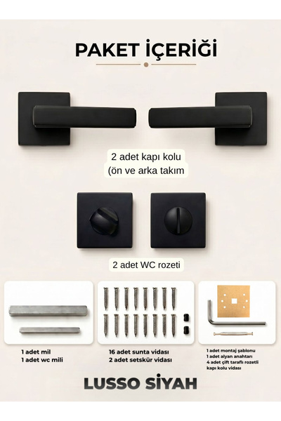 almital mobilya aksesuarları furniture accessories Lusso Black Square Badge D...