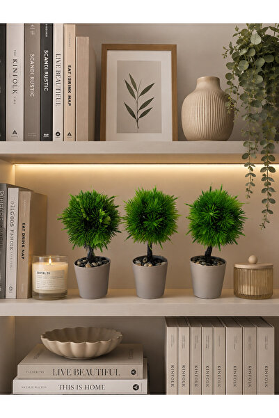 Kastasaksı 21x11 cm top çam ağacı modern yapay bitkili saksi