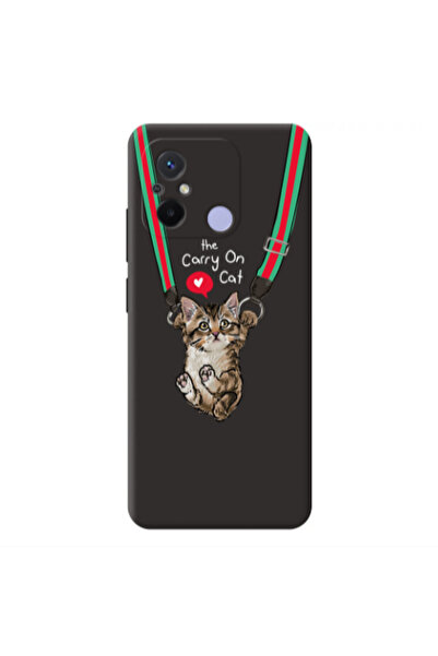 Other Xiaomi Redmi 12C Swinging cat Black Colored Silicone TPU Θήκη