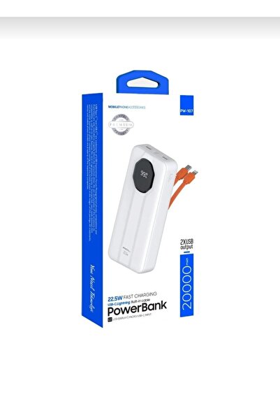 ACL 20000mAh 22.5W Süper Hızlı Şarj Powerbank – Dahili USB-C & Lightning Kabl...