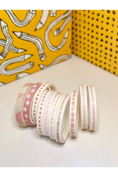 Padme studio 10’lu İnce Mini Dekoratif Washi Bant Seti / Washi Tape / Desenli...
