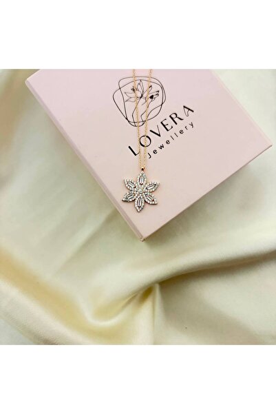 Lovera Jewellery 925 Ayar Gümüş Sertifikalı Rose Renk Baget Taşlı Lotus Çiçeğ...