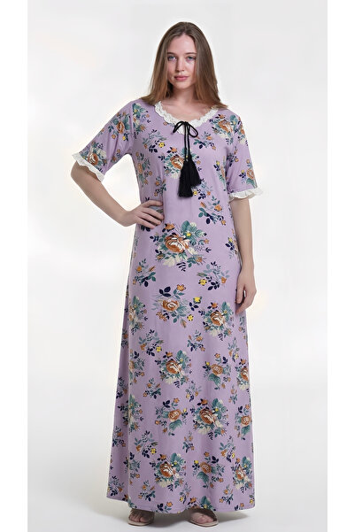 al bent al sharqieh Women's Mustard Cotton Floral Homewear Dress