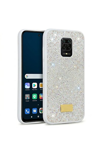 Pilanix Xiaomi Redmi Note 9 Pro Kılıf Silikon Kenarlı Taşlı Parlak Lux Diamon...