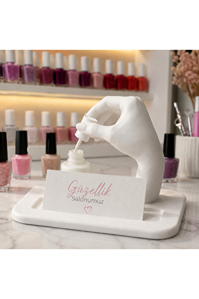 El Şeklinde Oje Standı & Kartvizit Tutucu – Dekoratif Güzellik Salonu Masa Organizeri | Nail Art