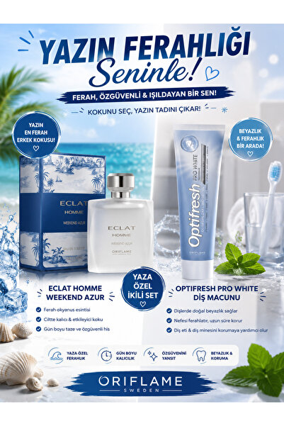 Oriflame Eclat Homme Azur, optifresh diş macunu