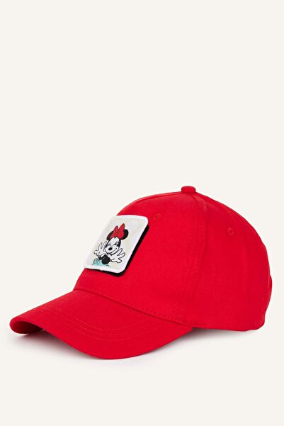 DeFacto Disney Mickey & Minnie Licensed 3D Cotton Cap Red Hat for Girls G1198...