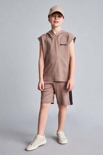 DeFacto Hooded Printed Tank Top Shorts Bottom 2-Piece Set for Boys H8254A826Hs