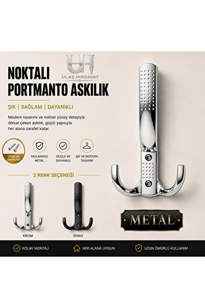 Ulaş Hırdavat Metal Portmanto Askısı, Lüx Duvar Askılığı Uzun-Kısa Askı 1 Ade...