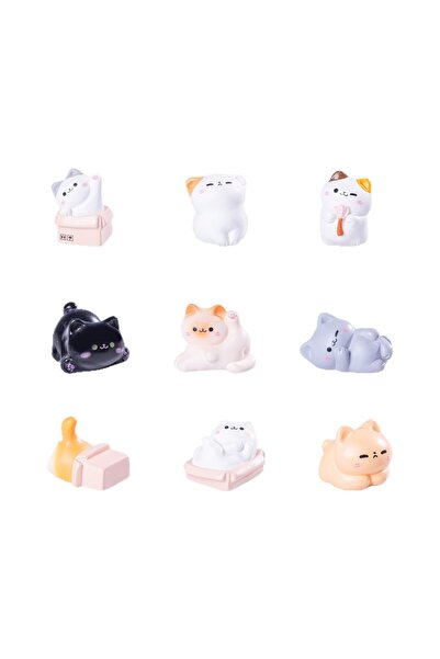 Choice MMHB 9PC Kawaii Mini Cat Ornament Garden Kitten Statue Gift for Kids C...