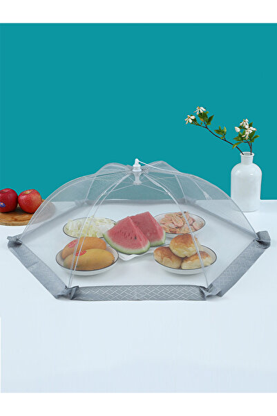 Choice Gray Foldable Food Cover Tent Reusable Collapsible Dining Table Mesh C...