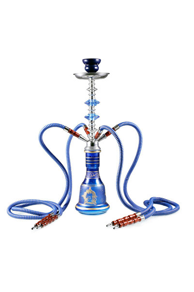 Choice3 Blue 21inch Height Shisha Full Set Glass Base 4 Hoses Ceramic Bowl Ho...