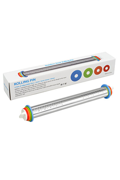 Choice 1pcs Stainless Steel Adjustable Rolling Pin/mat，Fondant Rolling Pin Ca...