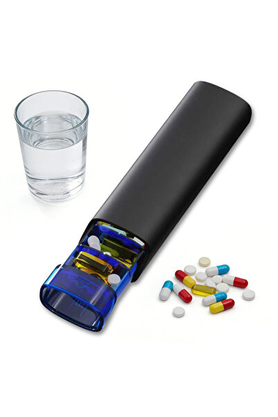 Choice1 Blue Portable 7 Day Pill Organizer Sliding Design Silicone Case, Trav...