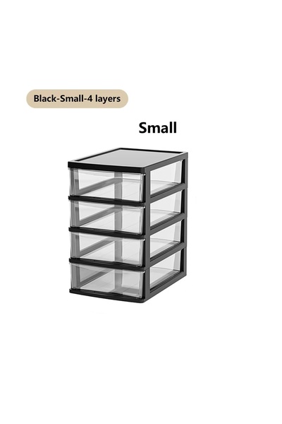 choice2 Black S 4 Layers Clear Desktop Storage Box with Drawer Heightened Tab...