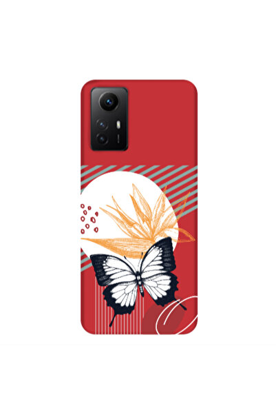 Other Xiaomi Redmi Note 12s Butterfly Lines Red Colored Silicone TPU Θήκη
